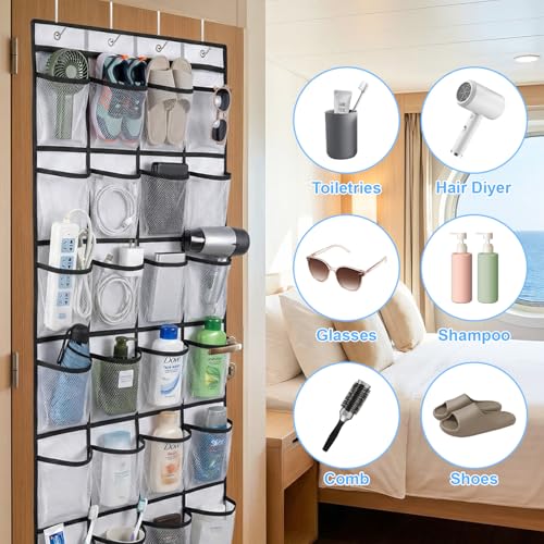 Magnetic Cruise Organizer, Over The Door Organizer for Cruise Ships with 24 Large Clear Pockets, Magnetic Shoe Rack for Door, Hanging Door Organizers for Cabin Cruise Essentials 2026（ 56.7" x 21.2"）