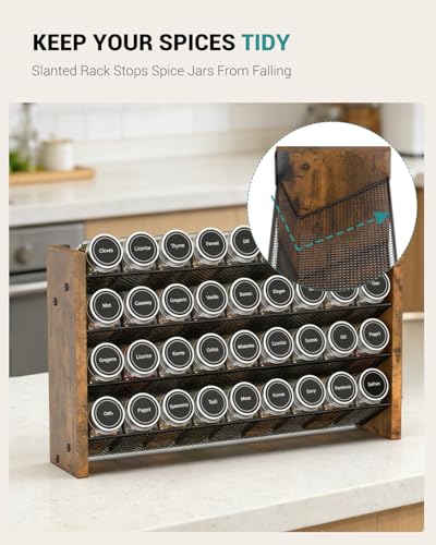NESAPTO Spice Rack Organizer for Cabinet, Wooden 4 Tier Vertical Seasoning Organizers for Kitchen Pantry, Countertop/Wall Mount, Holds 36 Spice Jars (No Jars Included), 17.2" W × 9.4" H - size: Holds 36 Jars, 17.2"W × 9.4"H