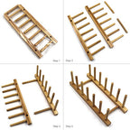 INNERNEED Bamboo Wooden Plate Racks Dish Stand Holder Kitchen Storage Cabinet Organizer for Dish/Plate/Bowl/Cup/Pot Lid/Cutting Board (Pack of 2) - size: Pack of 2