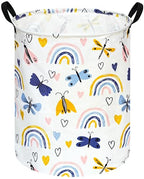 KUNRO Kids Laundry Hamper Clothes Gift Basket Storage Laundry Baskets Organizer Bin with Handles for Nursery Room (Dragonfly) - color: Dragonfly