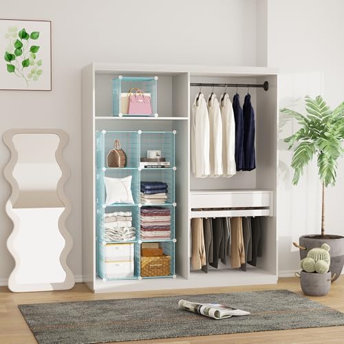 C&AHOME Wire Cube Storage, 9 - Cube Organizer Metal C Grids, Modular Shelves Units, Closet Organizer, Ideal for Home, Office, Living Room, 36.6”L x 12.4”W x 48.4”H, Blue UWCS3009B - color: Blue, size: 9 Cube
