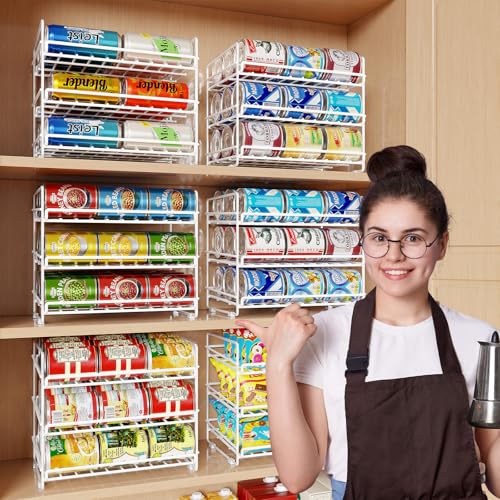 SUFAUY 3 Tier Can Organizer for Pantry, Holds 36 Cans, Heavy Duty Metal Shelves for Storage, White - color: White, size: 12.5"D x 16.5"W x 14"H