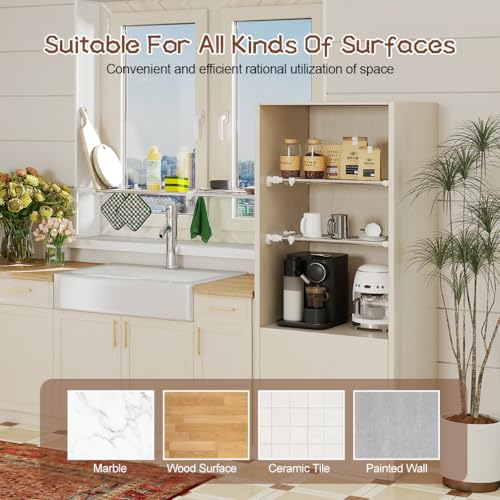 Hershii Expandable Shelf Rod Closet System Heavy Duty Clothes Hanger Adjustable DIY Storage Organizer Shoe Rack - color: Ivory, size: 29.4 - 46.25 inches
