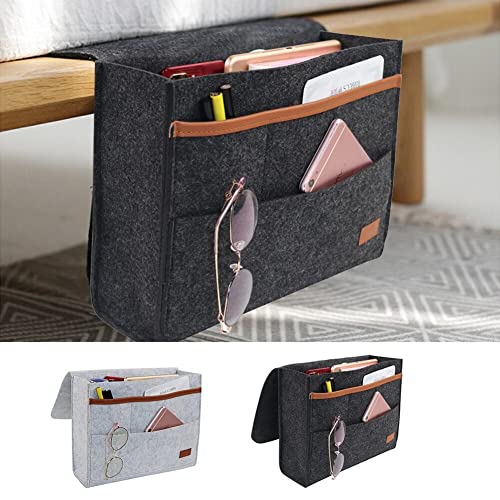 1x Felt Bedside Storage Organizer Anti-Slip Bedside Bag Bed Sofa Side Pouch Hanging Couch Storage Bed Holder Organizer Pockets (Color : B) - color: B