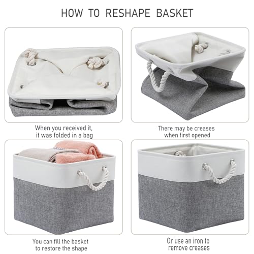 13×15×13 Inch Storage Cubes,6 Pack Cube Storage Bins for Shelves,Fabric Collapsible Storage Bins with Handles, Foldable Storage Basket for Organizing Clothes,Books (White&Gray,13"x15"x13") - color: White&Gray, size: Cube - 13"x15"x13"