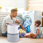 COMSE Extra Large Blanket Basket, Tall Woven Storage Basket, Nursery Hamper, 15.7”x 21.7”, Cotton Rope Laundry Hamper for Toys Clothes Towels, Blend White/Gray - color: Blend White & Gray