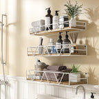 Amaoot Floating Shelves Set of 3, Home Wood Wall Shelf, Farmhouse Shelf for Bedroom, Wall Mounted Floating Shelf for Living Room, Bedroom, Bathroom, Kitchen, Office (White) - color: White