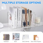 Adevar Clear Acrylic Magazine File Holder 5 Vertical Magazine File Organizer Binder Book Holder for Desk Acrylic Desk Organizer Clear Office Racks & Displays for Office Home Classroom - size: B5, 5 Sections