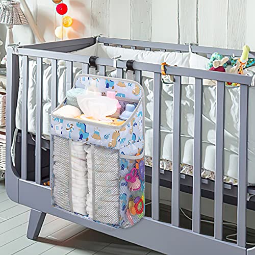 Accmor Hanging Baby Diaper Caddy Organizer, Diaper Stacker, Baby Crib Hanging Classified Storage Bag Organizer for Changing Table, Crib, Playard or Wall & Nursery Organization, White - style: Style A-White