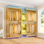 Ulif E4L Corner Clothes Rack, L Shaped Garment Rack, Heavy-Duty Freestanding Closet System with Shelves and Hangers, Max Load 962lbs, 42.7" W x 42.7" D x 79.3" H, Gold - color: Gold