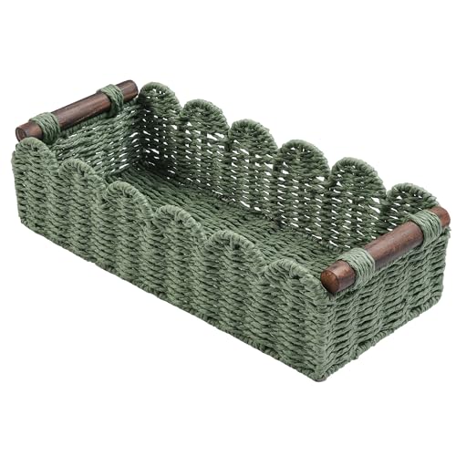 Toilet Paper Storage Basket Bathroom Counter Organizer Wicker Baskets for Organizing Cute Basket for Apartment Bedroom Nursery Room Kitchen Bathroom Decor-Green - color: Green