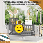 Sponge Holder for Kitchen Sink,Smiley Face Sink Caddy with Removable Brush Holder,Self-Draining Sponge Caddy for Soap,Dish Brush,Scrubber,Kitchen Essentials and Gadgets-Charcoal Gray - color: 1 Tier Charcoal Gray