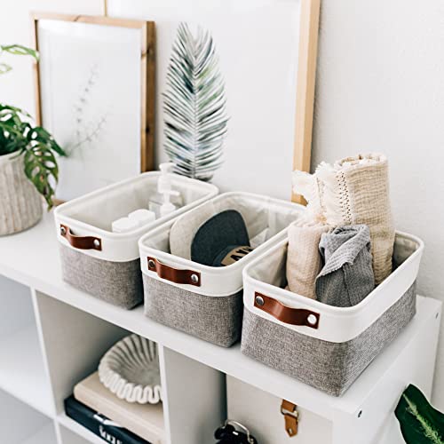OrganiHaus Small Fabric Storage Baskets 6 Pack, 12x8in Cloth Storage Bins for Shelves, Small Baskets for Organizing Pantry Closet, Canvas Shelf Baskets, Gray/Off-White - color: Gray / Off-White, size: Small - 6pc
