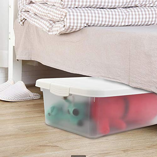 14 Quart Clear Storage Box, Underbed Plastic Latch Box with White Lids, 2-Pack - color: White