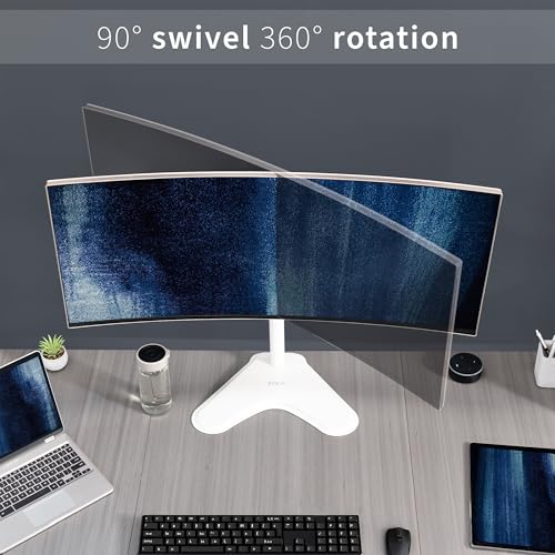VIVO Single Monitor Desk Stand, Holds Screens up to 32 inch Regular and 38 inch Ultrawide, Freestanding VESA Steel Mount Base, Adjustable Height, Tilt, Swivel, Rotation, White, STAND-V001HW - color: White, size: 18" Tall