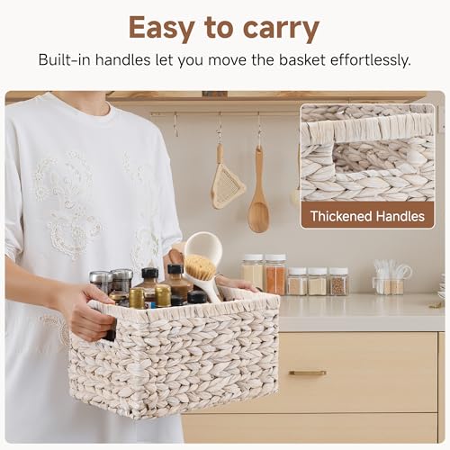 StorageWorks Pantry Baskets, Wicker Storage Baskets for Organizing, Pantry Organizers and Storage, Water Hyacinth, Natural - color: White (Water Hyacinth), size: 2x 13¼"L x 8¼"W x 7"H