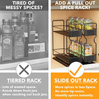 SpaceAid Pull Out Spice Rack Organizer for Cabinet, Heavy Duty Slide Out Seasoning Kitchen Organizer, Cabinet Organizer, with Labels, 7.7" W x10.75 D x10 H, 2 Drawers 2-Tier - style: Two 3"W Drawers, 2-Tier