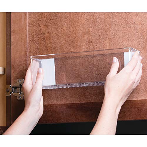 iDesign AFFIXX Plastic Wall Mount Organizer for Kitchen, Bathroom, Office, Bedroom, Garage, Craft Room, 3" x 11" x 3.25", Clear - style: Pack of 1