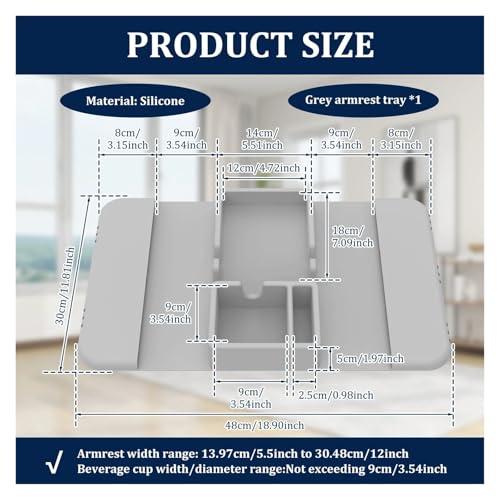 Sofa Cup Holder Silicone Sofa Armrest Tray with Side Pocket Dual Slot Beverage Storage Phone Remote Control Organizer(Blue) - color: Blue