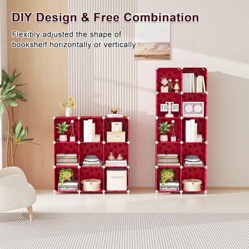 UNKU Cube Storage Organizer, 10 Cube Closet Organizer Storage Shelves, DIY Stackable Bookcase, Clothes Organizer Shelf for Closet, Bedroom, Living Room, Cabinet, Home, Office, Red - color: Green, size: 10cube