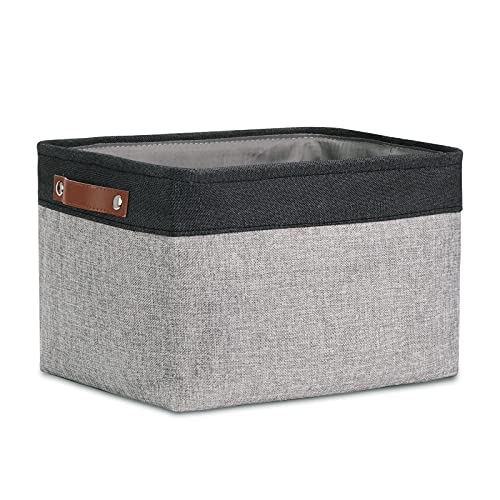 DULLEMELO Fabric Storage Basket for Shelves/Closets, Collapsible Rectangle Basket for Organizing Clothes, Toys, Towels, Books, Laundry, Nursery, Dog Toy Basket Empty (Black&Gray) - color: Black&Gray, size: Medium-15"x11"x9.5"