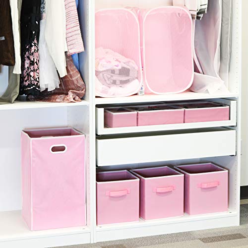 Simple Houseware Foldable Cube Storage Bins, 11-Inch Pink, 6-Pack Fabric Cubes Organizer for Closet or Shelves - color: Pink