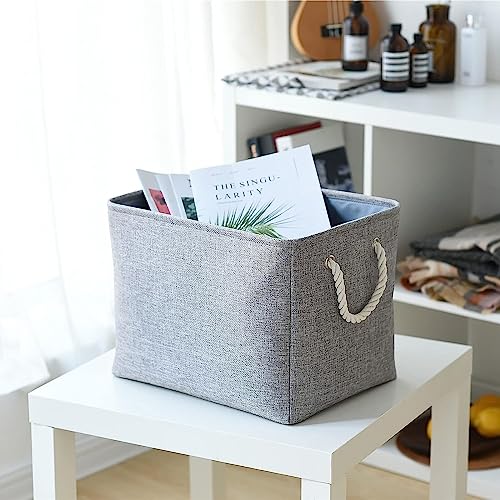 TheWarmHome Storage Basket for Organizing - 16x12x12 inch 3 Pack Fabric Storage Cubes, Cube Storage Bin for Shelves Closet Organizer Cloth Gift Toy (Grey) - color: Grey, size: 3PCS/Large Cube - 16L×12W×12H