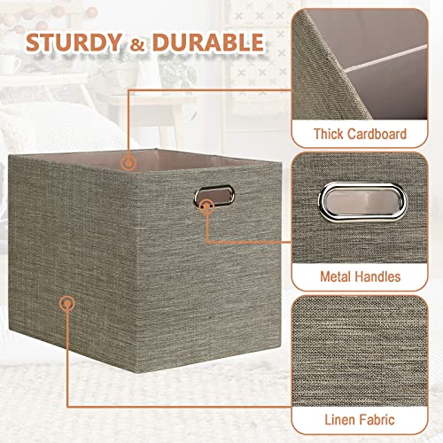 Posprica 13x15x13 Storage Cube Bins, Foldable Collapsible Storage Bins Boxes, Fabric Decorative Storage Baskets Organizer for IKEA Kallax, Shelves, Closet, Clothes, Toy, Set of 4-Coffee - color: Coffee