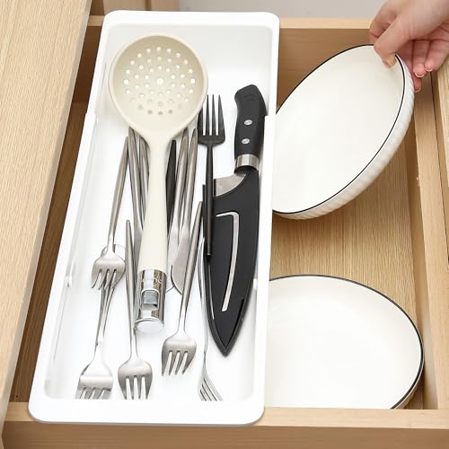 2 Pack Deep Drawer Organizer Bins, Sliding Drawer Organizer Bin Expandable and Adjustable Tray for Kitchen Utensils, BBQ Tools, Towels, Durable Plastic Sliding for Easy Storage(17.4-27.6") - size: 17.4-27.6"