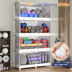 250Gal Extra Large Stackable Storage Bins with Lid (5-Pack), 1000QT Foldable Organizer with Clear Magnetic Doors & Wheels, Plastic Cabinet for Bedroom, Garage, Dorm, Closet, Home, Kitchen