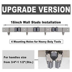 Broom Mop Holder Wall Mount Broom Hanger Wall Mounted Metal Organization Garage Storage Garden Kitchen Tool Organizer With 4 Racks and 5 Hooks (Silver, 1 Pack 3R4H)… - size: 1 Pack 3R4H