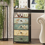Tohomeor Dresser with Fabric Drawers Nightstand with 2 Tier Shelf Storage Tower for Bedroom Hallway Entryway Closet Organizer Sofa Beside Table Furniture (Multi, 4 Drawers) - size: 15.7"D x 11.8"W x 33.2"H (4 Drawers)