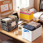 Geelin 3 Pcs Teacher Appreciation Baskets Pencil Book Storage Basket for Gifts Collapsible Waterproof Canvas Cute Storage Bin Organizer with Handles for Book Closet Shelf Nursery Decor - style: Back to School