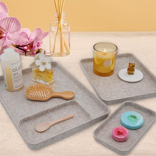 Welaxy EDC Catchall Desk Organizer felt DND Dice Rolling Tray stylish nightstand Entryway Bedside Caddy for Keys Phone Wallet Watch Glasses Pens Office Minimalist 4-piece (Oatmeal) - color: Oatmeal