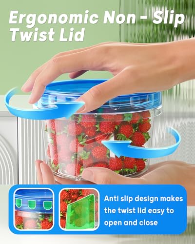 BiuLeon 6 Pack-17oz Freezer Storage Containers, Plastic Food Storage Containers with Twist Top Lids, BPA Free and Reusable Soup Containers with Lid, Microwave and Dishwasher Safe - color: 6Pack-17oz