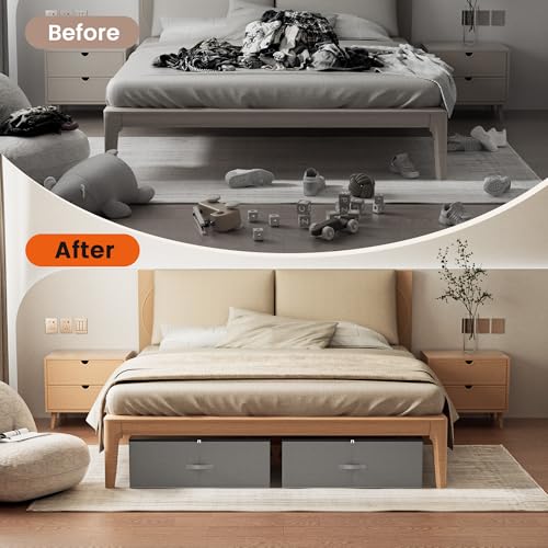XXXXL 125L Under Bed Storage, Storage Containers with Support & Clear Lid, Support Frame, Underbed Storage Bins for Clothes, Shoes, Blankets, and Toys 2 pack (125L) - size: 125L