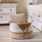 Luxury Little Extra Large Nursery Storage Basket, 20 x 20 x 13.8 inches - 100% Cotton Rope Baskets with Handles, Blanket Basket for Toys, Blankets & Pillows (Gradient Brown) - color: Gradient Brown