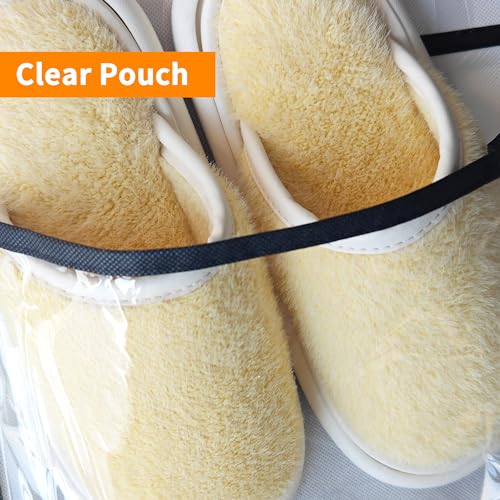 Clear Crystal 1 Pack 12Pockets Large Hanging Shoe Organizer Over The Door Shoe Rack for Closet Door Storage Shoe Holder Hanger, 4Hooks, White (59'' x 21.6'') - color: White-1