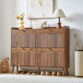Bifins Shoe Storage Cabinet with 4 Wavy Fluted Flip Drawers, Modern 47.2” Wide Hidden Narrow Shoe Rack Cabinet for Entryway Foyer Hallway (Walnut 4 Drawer) - color: Walnut 4 Drawer