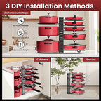 Podxco Pot and Pan Organizer for Under Cabinet, 8 Tiers Adjustable Pan Organizers Inside Cabinet with 3 DIY Methods, Upgrade of Pan Organizer Balance Ability, Kitchen Pan Rack Organizer for Cabinet
