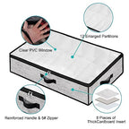Under Bed Shoe Storage Organizer for Closet 2 Pack- Fits 24 Pairs Underbed Shoes Container Boxes Light Grey - color: Light Grey-24pairs, style: Regular Handle