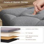 43''W Storage Ottoman Bench with 3 Drawers, Folding Ottoman Foot Rest with Storage, baul para habitacion, Entryway Bench, End of Bed Bench, Grey - size: 14.5"D x 43.3"W x 15"H