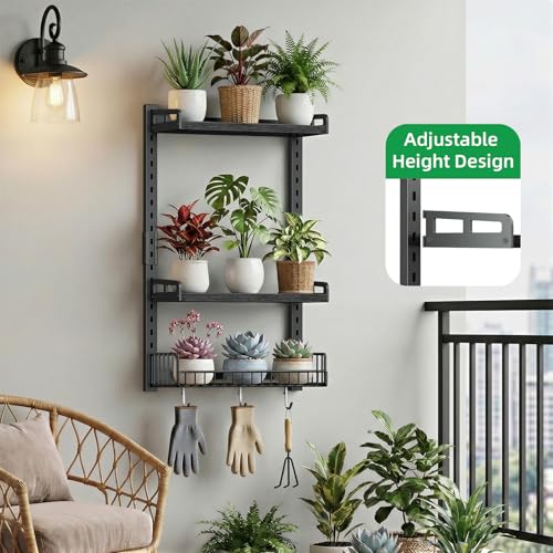 Kalrin 3 Tier Bathroom Shelves Over Toilet - Wall Mounted Floating Shelves with Drain Basket, Toilet Paper Storage, Height Adjustable Over The Toilet Storage, Pure Black - color: Pure Black