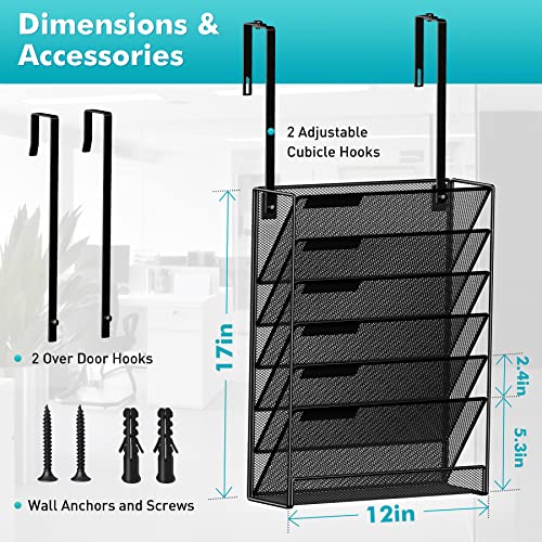 MINDEPOT 7-Tier Wall Hanging File Organizer Cubicle Hanging Organizer Mount File Holder, Mesh Magazine Document Mail Organizer Wall Organizer for Office School Home, Black - size: 7Tier