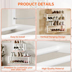Homeiju Hanging Shoe Organizer,2 Pack Wall Mounted Shoe Rack Holds 12 Pairs,Space Saving Metal Wall Shoe Rack,Hanging Shoe Rack Shoe Holder for Small Space,Entryway,Closet,RV,Camper (White - color: White