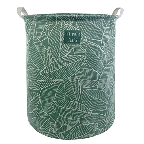 Mziart Large Foldable Laundry Basket Organizer, Collapsible Laundry Hamper Fabric Clothes Toy Storage Basket Nursery Hamper Storage Bin for Household Bedroom, Bathroom, College Dorm (Big White Leaf) - color: Big White Leaf