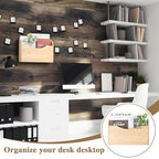 Suzile Wall Mounted File Holder Wood Magazine Holder Wall Hanging File Organizer for Office Mail Magazine Letter Paper Folder Organization (Wood Color)