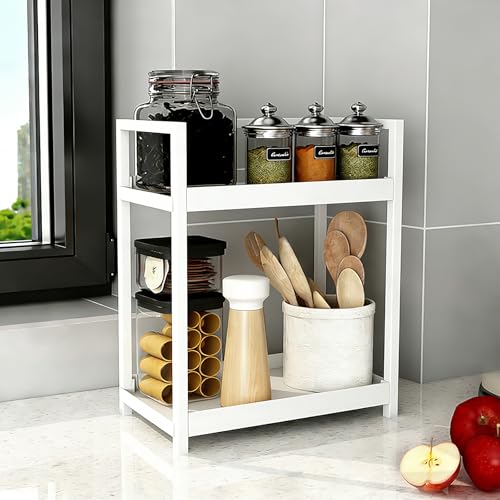 Anyoifax Bathroom Counter Organizer 2 Tier Vanity Storage Countertop Shelf Makeup Organizer Perfume Tray Skincare Holder for Sink, Dresser, Kitchen, Small White - color: White, size: Small