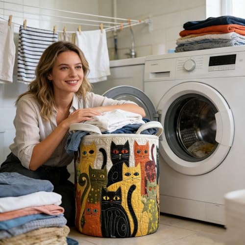 Quilted Laundry Basket with Handles, Boho Floral Fabric Storage Hamper, Large Soft Quilted Laundry Basket for Nursery, Bedroom, Laundry Room,Clothes & Toys (F, M) - color: F, size: M