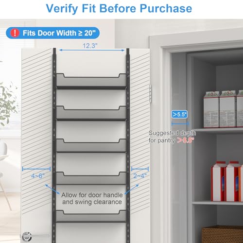 VyGrow 12.3" W Narrow Over the Door Pantry Organizer, 8-Tier Over the Door Organizer with Adjustable Basket, Pantry Door Organization for Pantry Kitchen Storage Room Spice Rack, Black - color: Black, size: 12.3"W 8-Tier